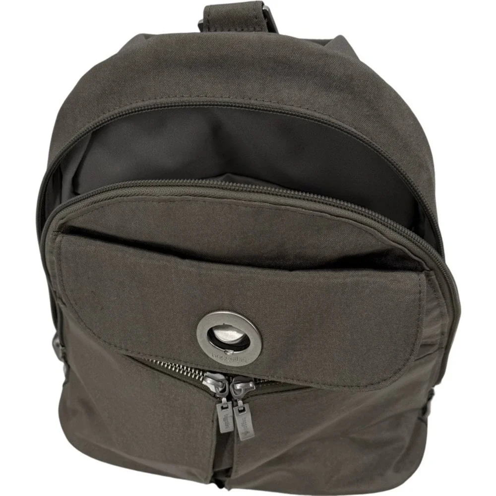 BAGGALLINI Naples Small Backpack Sling Bag Gray Nylon Convertible Travel Mini‎